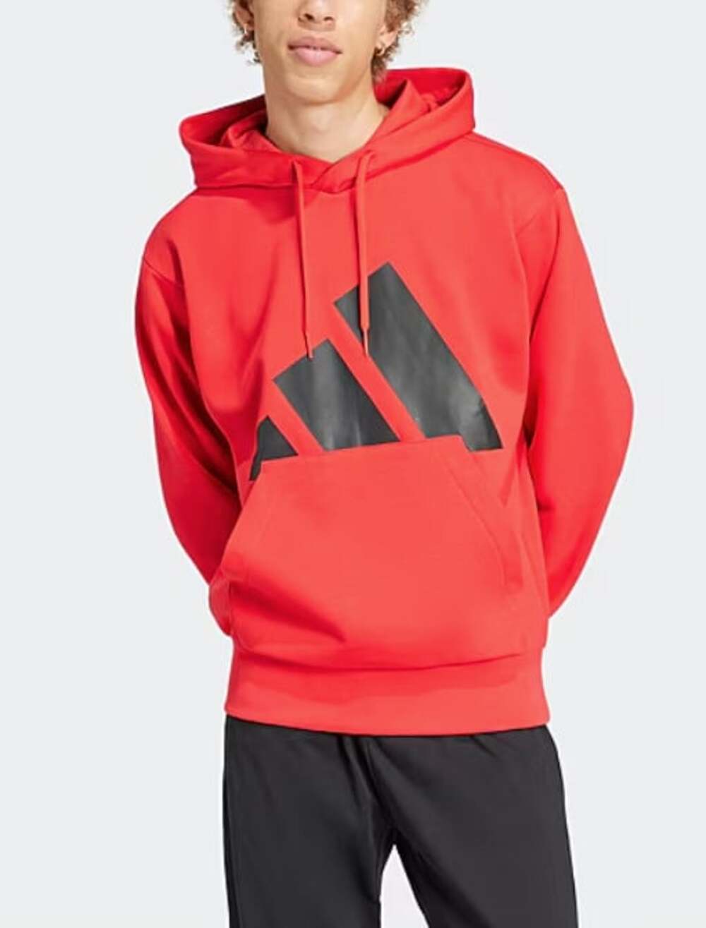 Adidas Men's Size 2XL Pure Ruby Red Black Graphic Long Sleeve Active Hoodie NWT